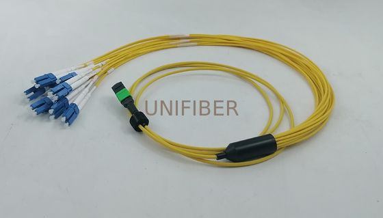 16 волокон MPO-16 APC (женщина) до 8 LC UPC Breakout Patch Cord для 800G до 8x100G соединения